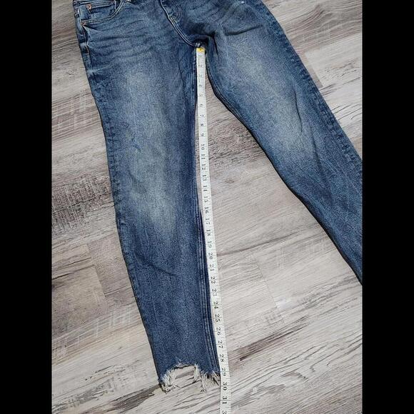 Zara Jeans Size 6 Skinny Raw Hem Distressed Stretch Mid Rise Dark - Picture 7 of 8